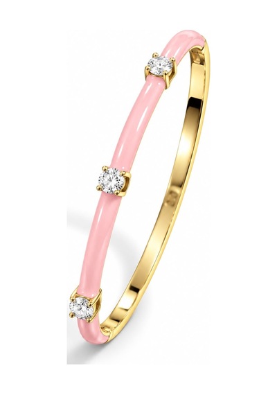 Les Petites Mains Pembe Detaylı Zirkon Taşlı Gold Bilezik Gümüş
