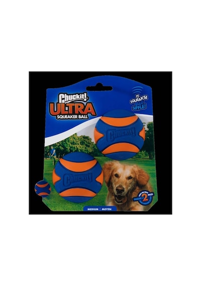 Ultra Squeaker Sesli Köpek Oyun Topu 2'li Paket Orta Boy