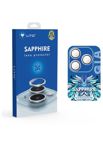Lito Apple iPhone Uyumlu 15 Pro/15 Pro Max Sapphire Kamera Lens Koruyucu White Titanium Beyaz