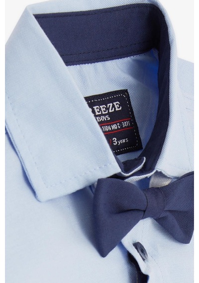 Breeze Girls & Boys Erkek Çocuk Gömlek Papyonlu 3-7 Yaş, Mavi-mavi