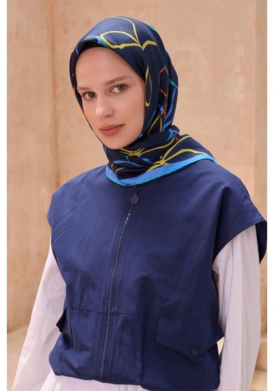 Belli İpek Eşarp - 4113-80 Lacivert Twill
