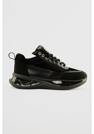 Mubiano Kadın Sneaker Kalın Tabanlı Bağcıklı Myra Siyah Siyah