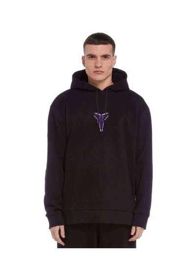 Kobe Bryant Logo Baskılı Siyah Erkek Örme Kapşonlu Sweatshirt