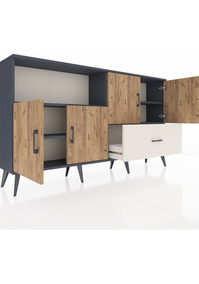 Arges Konsol 4 Raflı Tek Çekmeceli 4 Kapaklı 176x30x99 Antrasit-ç Antrasit-çam/aytaşı Arges Konsol 4 Raflı Tek Çekmeceli 4 Kapaklı 176x30x99 Antrasit-ç Antrasit-çam/aytaşı