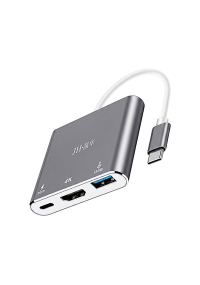 Type-c Hdmı Usb 3.0 Pd Hub Adaptör, 3ü 1 Arada Çoklayıcı, 4k Görüntü Aktarımı, 65w Pd Hızlı Şarj, Macbook Laptop Telefon Uyumlu, Alüminyum Gövde Z330