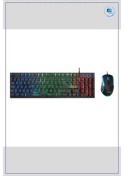 Kablolu Rgb Oyuncu Klavye Mouse Seti Siyah Usb Bağlantılı Işıklı Optik