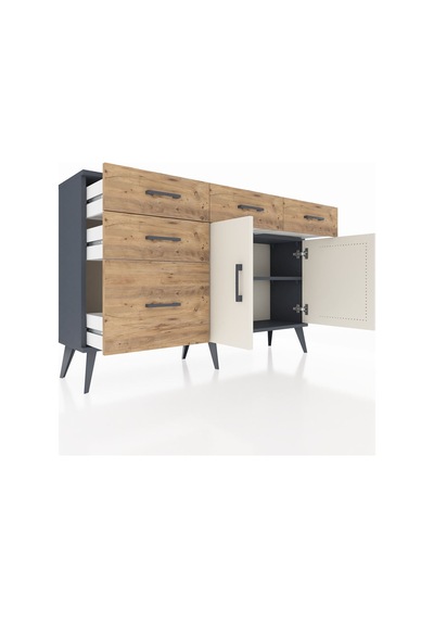 Arges Konsol 2 Raflı 5 Çekmeceli 2 Kapaklı 132x30x83 Antrasit-aytaşı/çam Aytaşı/çam Arges Konsol 2 Raflı 5 Çekmeceli 2 Kapaklı 132x30x83 Antrasit-aytaşı/çam Aytaşı/çam