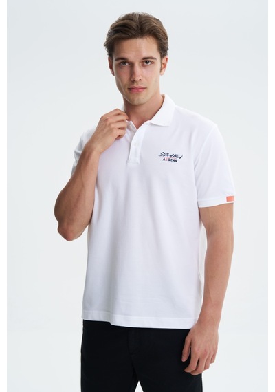 AR-MA Arma Erkek Likralı Pike Polo Yaka Tişört Y27374307701 Beyaz