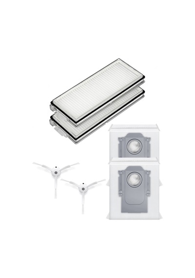 Roborock Qrevo Maxv Uyumlu 2 Adet Hepa Filtre 2 Adet Beyaz Yan Fırça 2 Adet Toz Torbası