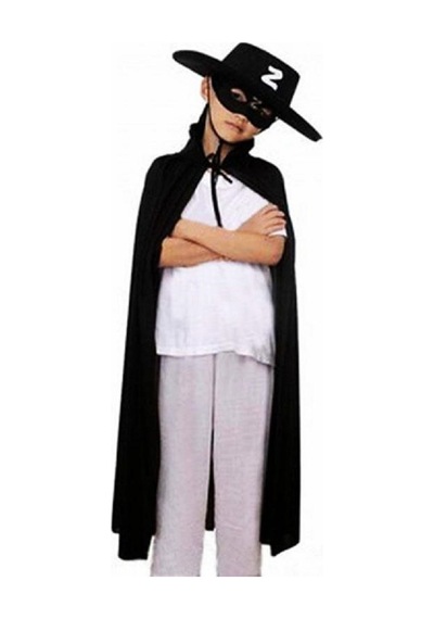Çocuk Boy Zorro Pelerin + Şapka + Maske Kostüm Seti Pop
