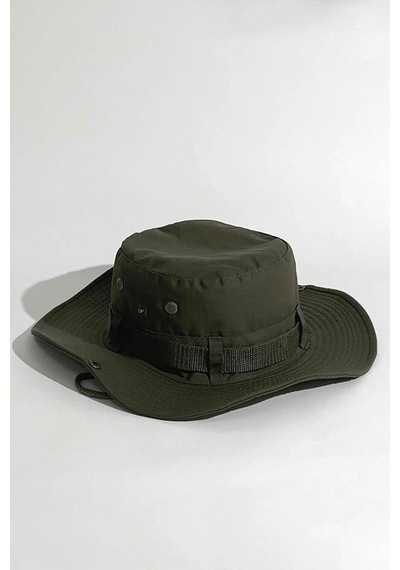 Külah Haki Yeşil Outdoor Şapka Uv Korumalı Bucket Safari Şapkası - Haki