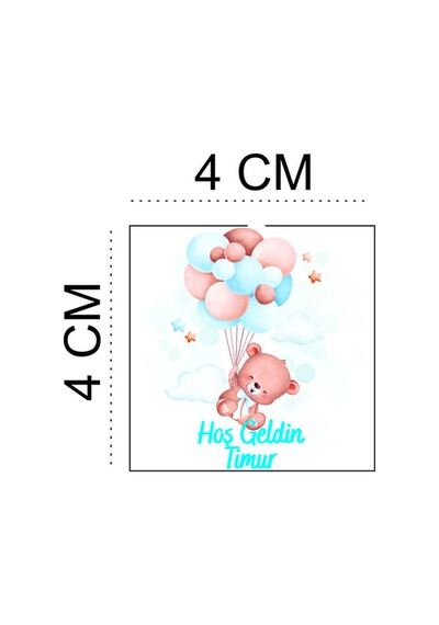 Kişiye Özel 50 Adet 4x4 Doğum Günü & Baby Shower Madlen Çikolata Sticker Etiketi Diğer