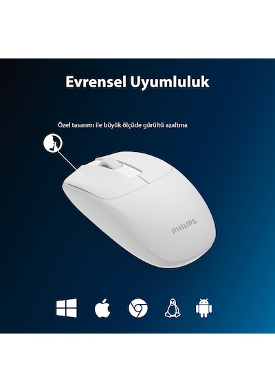 Philips SPK7398 Kablosuz 1600 DPI 3 Tuşlu Optik Sessiz Mouse