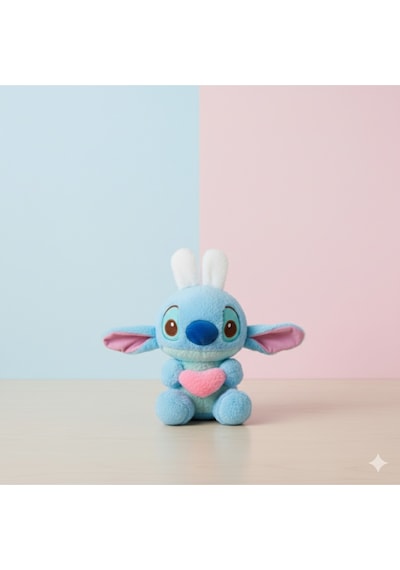 Stitch Peluş Oyuncak Tavşan Stic Kulaklı Peluş Oyuncak Mavi Renk 25cm Çok Renkli