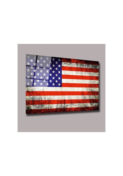 Amerika Bayrağı Karışık Cam Tablo Pct0614 Modern Dekorasyon Temalı Dekoratif Duvar Tablosu, Salon, Ev Ve Ofis Dekoru,