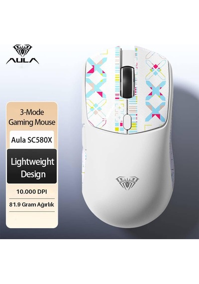 Sc580x Kablolu Ve Kablosuz Gaming Oyuncu Mouse Beyaz Paw3311 Sensör 10000 Dpı 1000hz Hafif