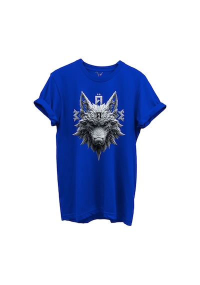 Kurt Ve Türk Özel Koleksiyon Serisi-5 Tasarım Baskılı %100 Pamuk T-shirt Saks Mavi