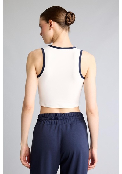 Defacto Crop Top Baskılı Bisiklet Yaka Sporcu Atlet H2000ax26auwt34 Beyaz-wt34