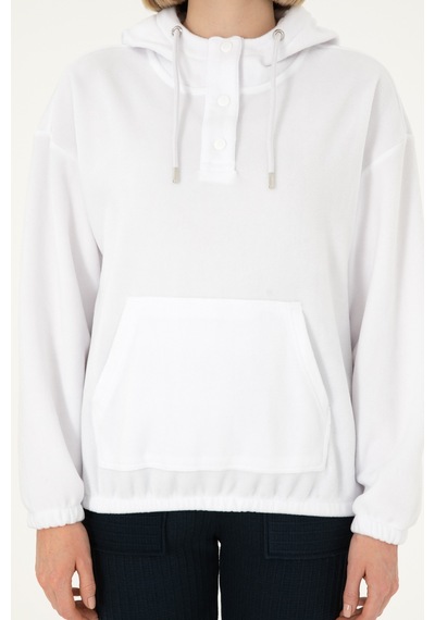 U.S. Polo Assn. Kadın Beyaz Kapüşonlu Sweatshirt 50291436-VR013