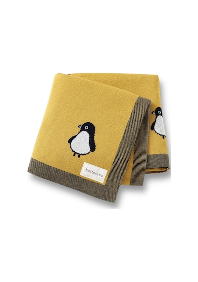 Kız Ve Erkek Bebek Için Triko Örgü Bebek Battaniyesi 85cm X85cm Hardal Penguş Hardal Hardal