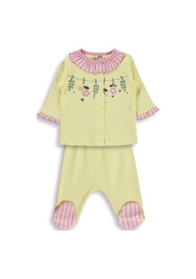 Civil Baby Fırfırlı Patikli 1-9 Ay Pijama Takımı - Sarı Açık Sarı