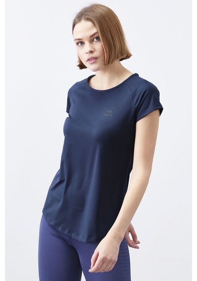 Tommy Life İndigo Sırt Pencereli Kısa Kol Standart Kalıp O Yaka Kadın T-shirt - 97101 Indigo