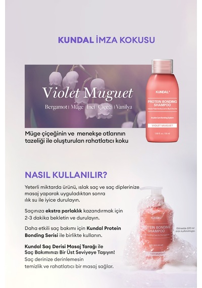 Yoğun Onarıcı Ve Isı Koruyucu Bakım Şampuanı Kundal Protein Bonding Shampoo 50ml Violet Muguet