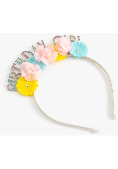 Koton Birthday Girl Taç Çiçek Aplikeli Multıcolor 4skg70025aa Mavi