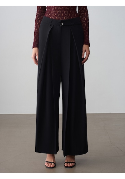 Dilvin 72665 İnce Kemerli Pantolon-siyah