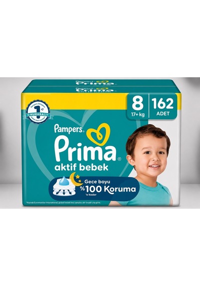 Prima Bebek Bezi 8 Beden 17+ Kg Xxx Large 162 Adet