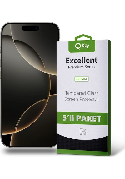 Apple Uyumlu   iPhone 16 Pro İle Temperli Ekran Koruyucu Kırılmaz Cam Ekonomik 5'li Paket