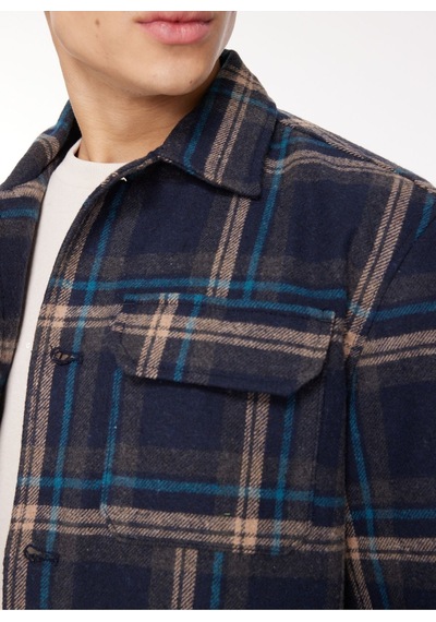 Wrangler Erkek Loose Fit Lacivert Ekose Ceket - W232406410