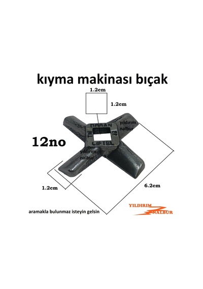Yanık 12 Numara Kıyma  Makinası Yedek Bıçağı Gri