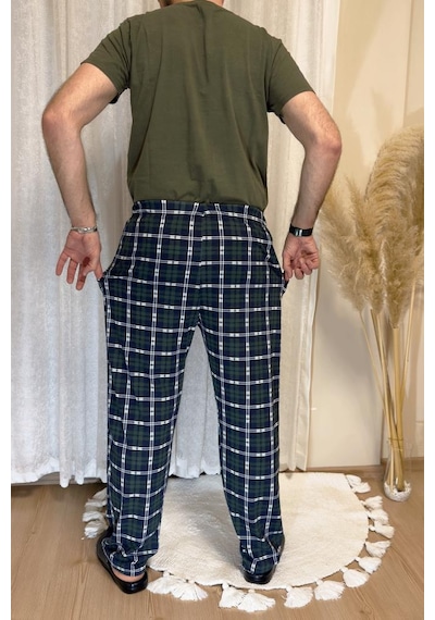 Erkek Desenli Cepli Lastikli Bel Pijama Altı Yeşil