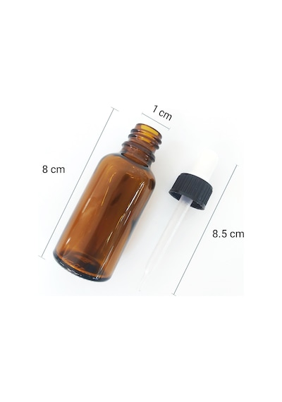 Amber Renkli Damlalıklı Cam Şişe 30 Ml