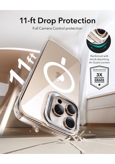 Esr Apple Uyumlu iPhone 16 Pro Halolock Mag Safe Classic Hybrid Stantlı Silikon Kılıf - Kamera Kontrol Buton Multicolor