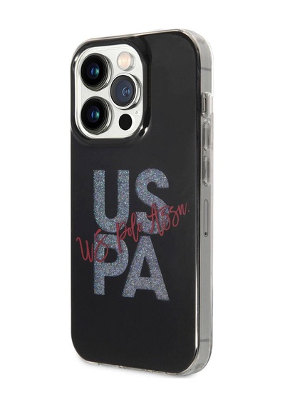 Apple iPhone Uyumlu 15 Pro Max Kılıf U.s. Polo Assn.  Lisanslı Simli Parlak Alfabe Tasarım Kapak - Kırmızı