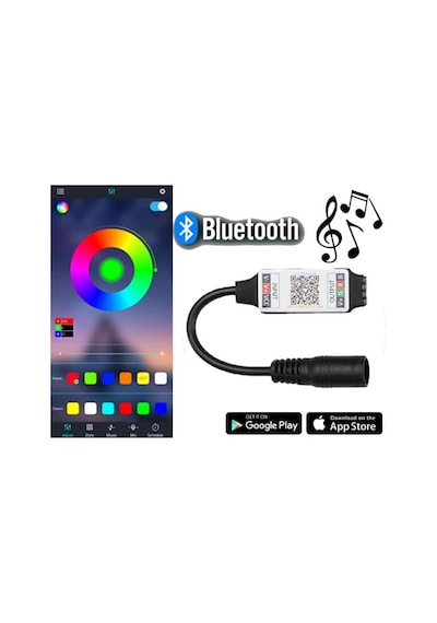 Bluetooth Kontrollü Rgb Şerit Led Kontrol Cihazı, 10 Metre