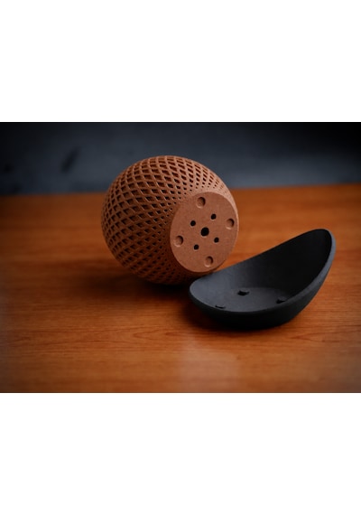 3d Baskı Küre Saksı - Kafes Dokulu İki Parçalı Dekoratif Saksı - Kahverengi-siyah