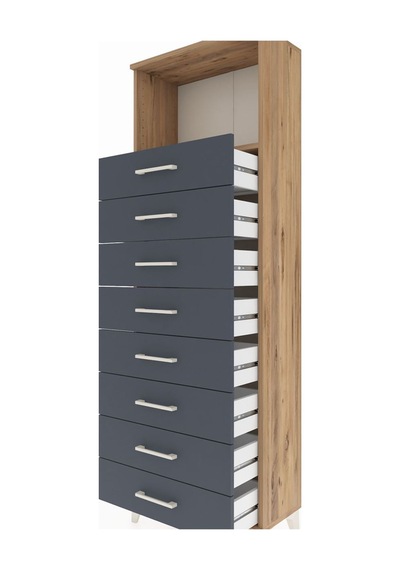 Arges Dolap Tek Raflı 8 Çekmeceli 60x30x182 Çam-antrasit Çam Arges Dolap Tek Raflı 8 Çekmeceli 60x30x182 Çam-antrasit Çam