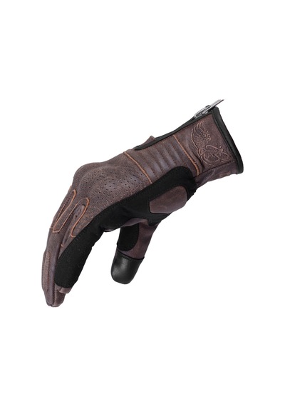 The Biker Jeans Retro Brown Korumalı Motosiklet Deri Eldiveni