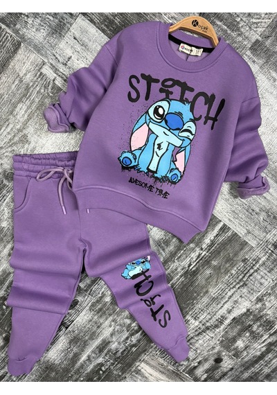 Stitch Kız Çocuk Eşofman Takım Lila