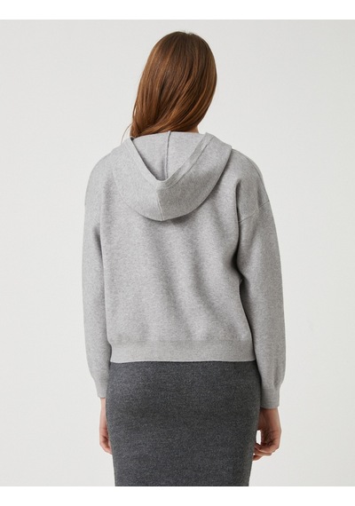 Koton Oversize Triko Kazak Kapüşonlu Düğmeli Yaka Gri 3wak90191ht 3wak90191ht023 Gri