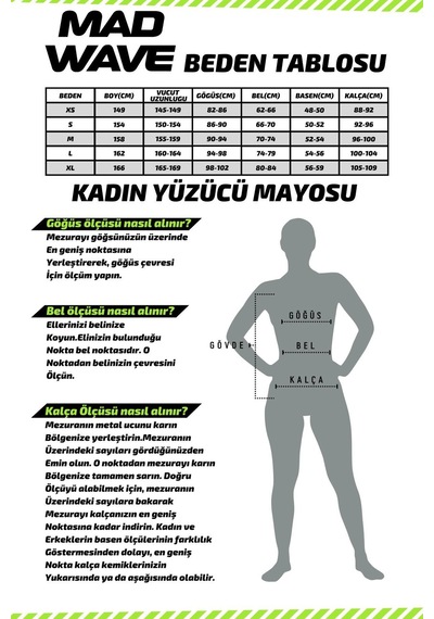 Madwave Mad Wave M0167-01 - Swimsuit Athletic Kadın Yüzücü Mayo Turkuaz