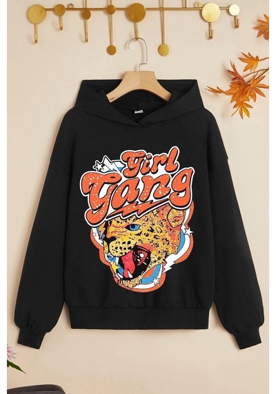 Uyguntarz Çocuk Girl Gang Baskılı Sweatshirt Siyah