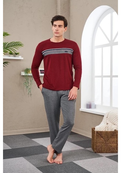 Pjs 23707 Erkek Bisiklet Yaka Pijama Takım 001