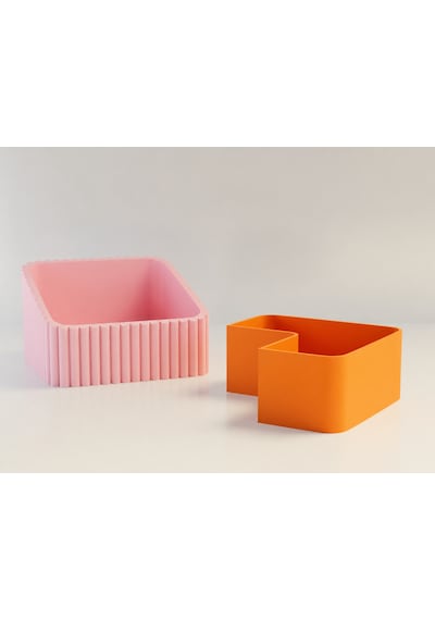 3d Baskı Fıstık Kasesi - Çift Hazneli Kabuk Ayırıcı Sunum Kasesi - Pembe Turuncu Diğer