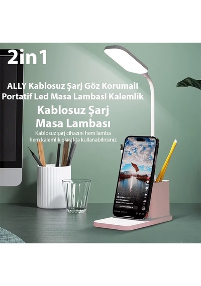 3 Mod Masa Lambası Ve Kablosuz Şarj Aleti Ultra Hızlı Şarjlı İphone Samsung Xiaomi Uyumlu