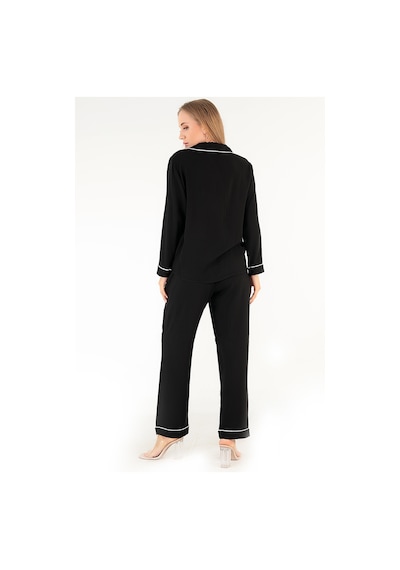 Doremi Uzun Kollu Siyah Kadın Pijama Takım Çok Renkli