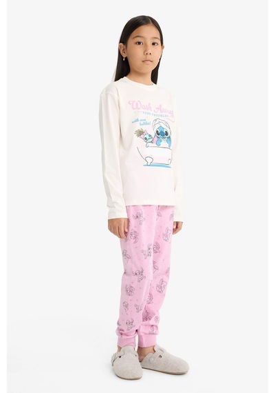 Defacto Kız Çocuk Disney Lilo & Stitch Pijama Takımı Uzun Kollu Üst Uzun Alt F7356a825auer105 Ekru Defacto Kız Çocuk Disney Lilo & Stitch Pijama Takımı Uzun Kollu Üst Uzun Alt F7356a825auer105 Ekru